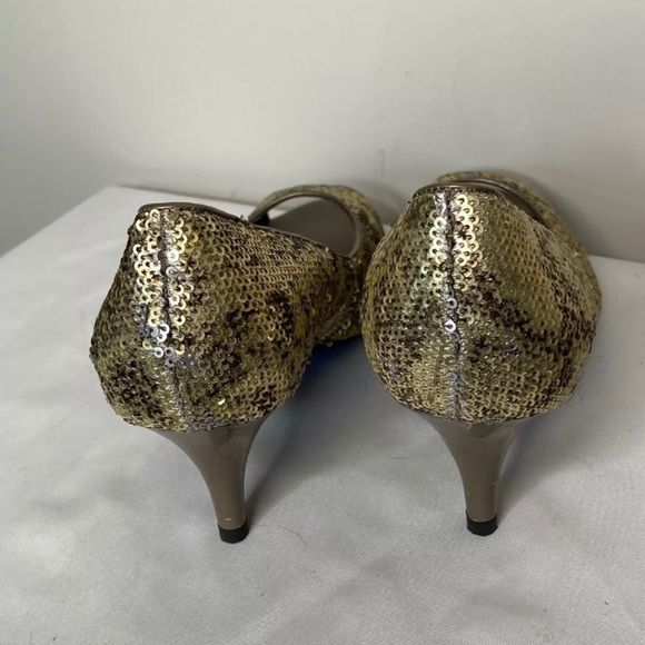 4/$35 Tahari Gold Silver Sequin Peep Toe Marie - Picture 6 of 8